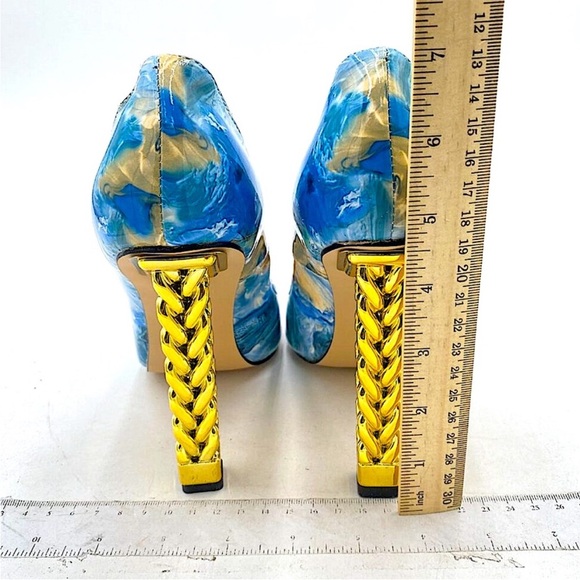 FSJ Blue and Gold Stiletto Heels- Brand New